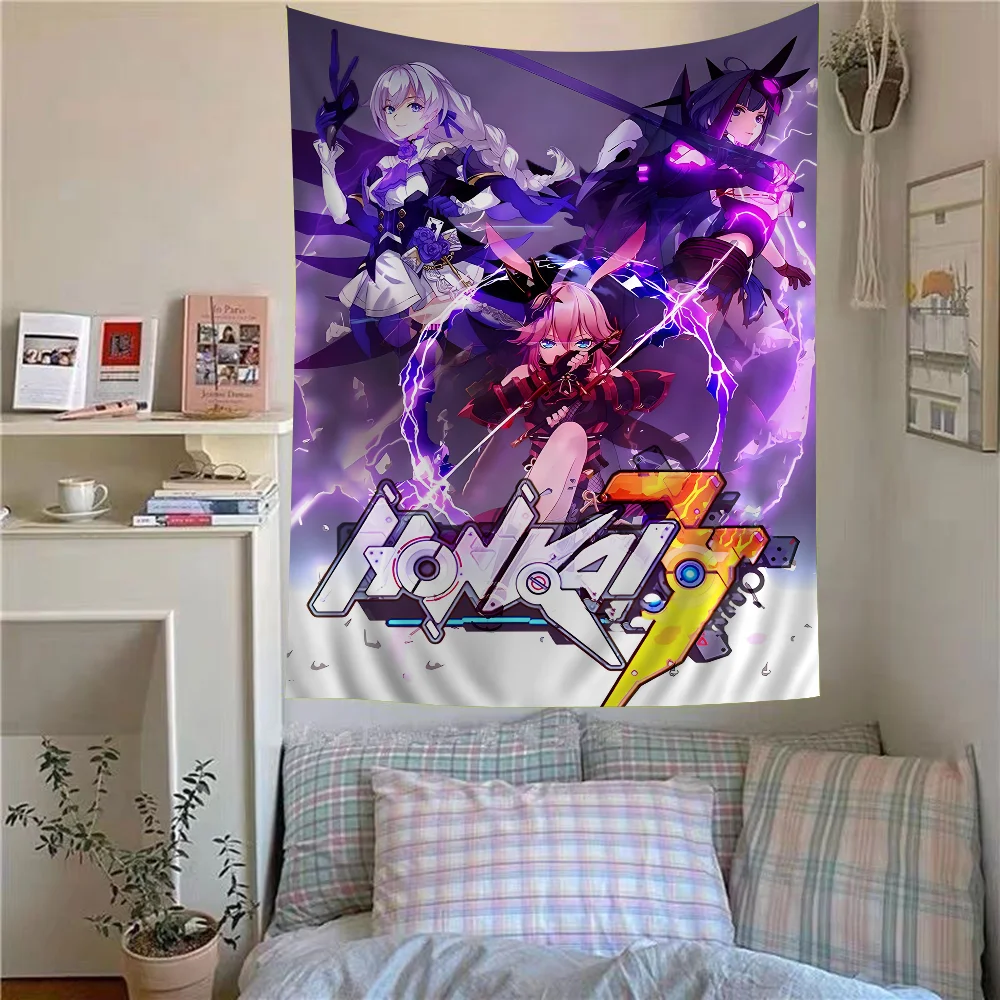 Honkai Star Rail Classic Anime Tapestry Art Printing Japanese Wall Tapestry Anime Wall Hanging Home Decor