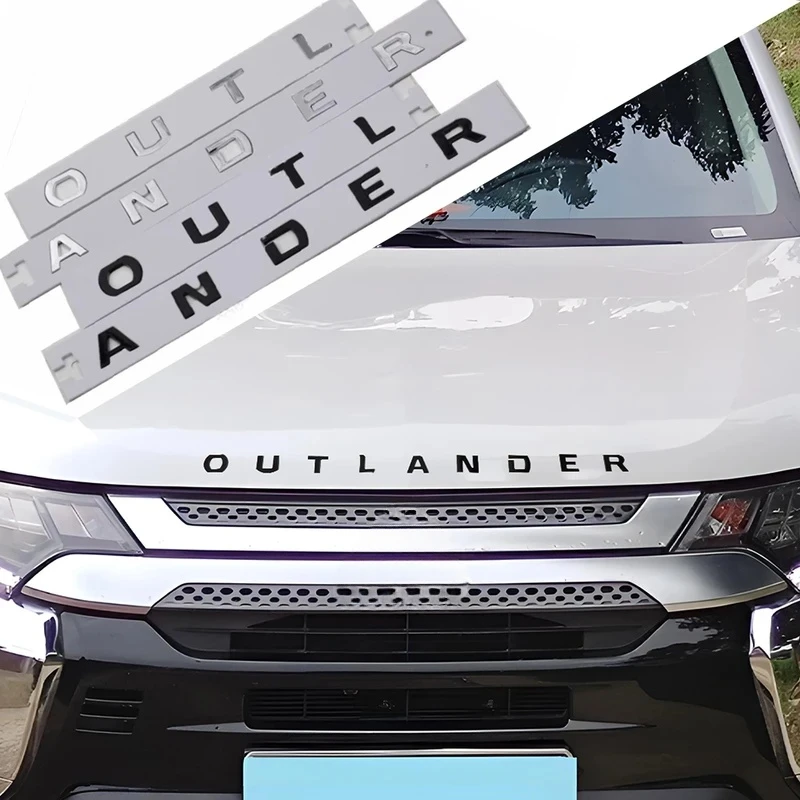 Car 3D ABS Car Front Hood Outlander Logo Stickers Label For Lancer Pajero ASX Outlander Eclipse Galant Mirage Triton Accessories