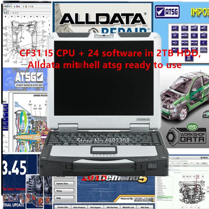 Réparation automatique chaude Tous les logiciels de données alldata 2024 Mit.ch-ell atsg s'installent bien dans Panasonic Toughbook CF31 CF-31 I5 CPU Touch 10.53