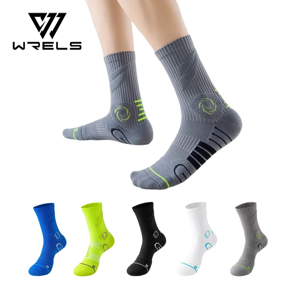 WRELS 1/2/3 Pairs Basketball Sports Socks Moisture Wicking Non-Slip Running Socks Men Youth Compression Hiking Training Socks