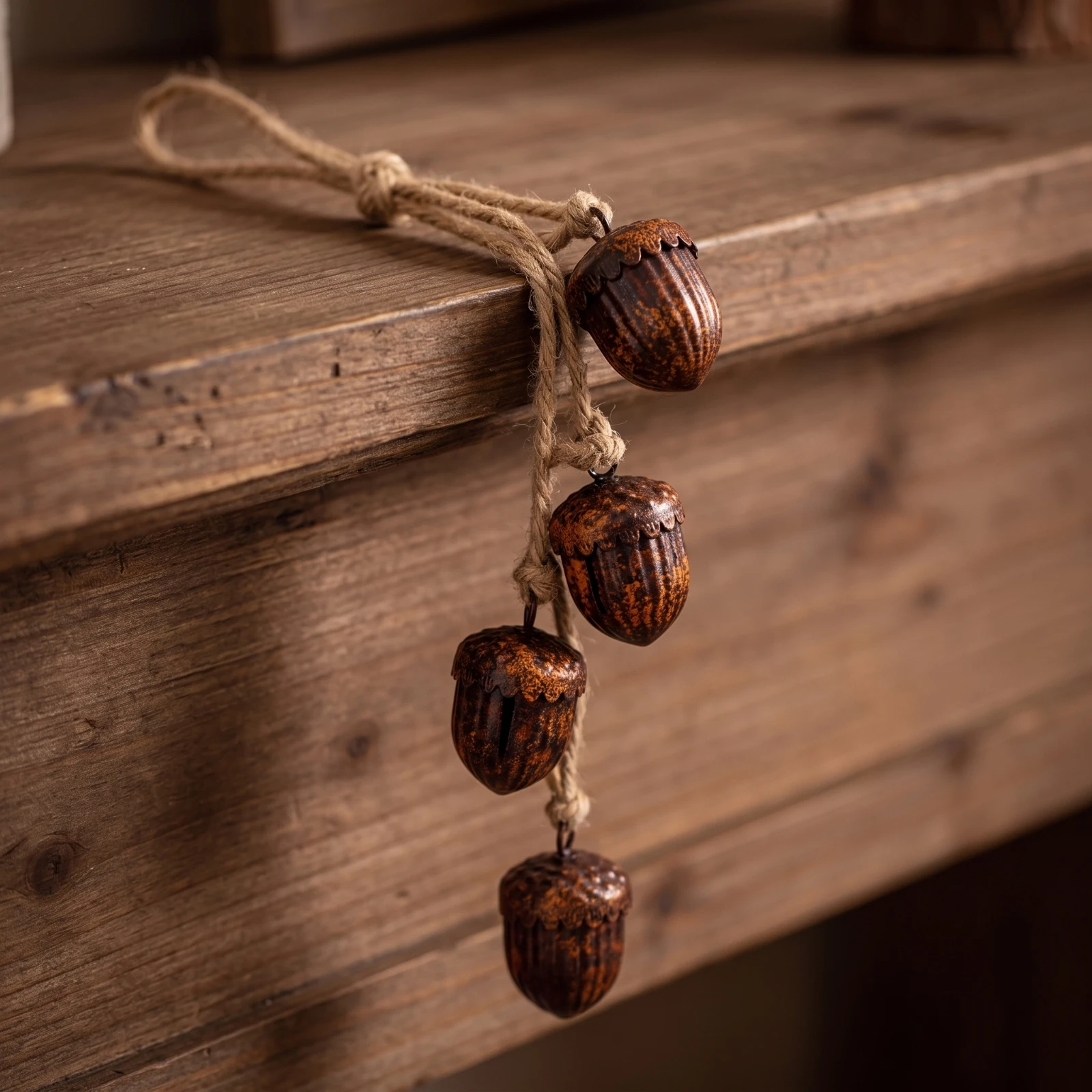 Decorative Bell with Rope Rustic Jute Rope Bells Hanging Bells Handmade Ornament Shabby Chic for Doorway, Wreaths