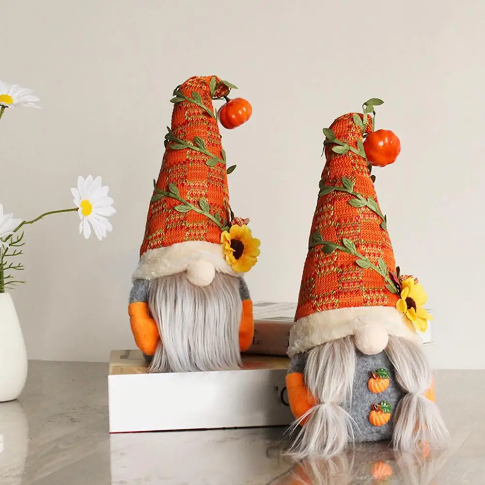 Fall Sunflower Maple Doll Harvest Autumn Elf Dwarf Plush Dolls Ornaments For Home Halloween Thanksgiving Decor