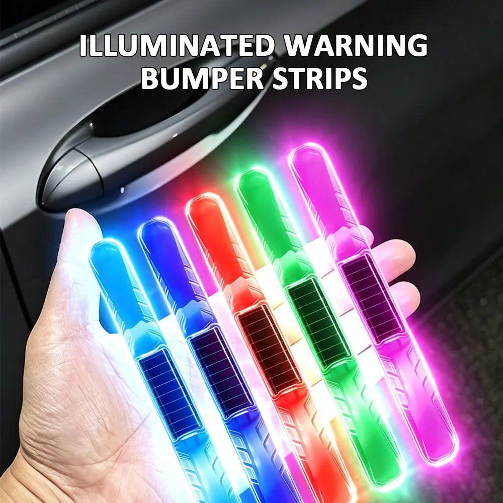 Solar Powered Anti Collision Strip With Colorful Led Flashing Warning Lights Car Night Driving Safety Decorative Light Strip