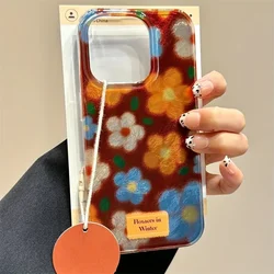 Carcasa perforada Vortex IND Retro pequeña flor funda de teléfono para iPhone 11 12 13 14 15 16 17 Pro Max XR X XS 7 8 16 Plus cubierta suave