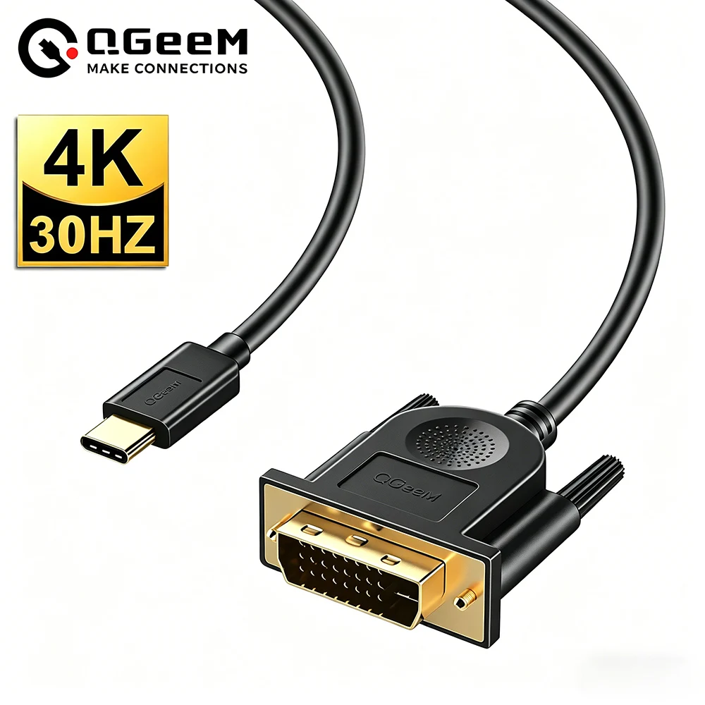 QGeeM USB C to DVI Cable Adapter Thunderbolt 4K30Hz for MacBook Pro Galaxy S8 Note8 Huawei Mate OPPO VIV Type C to DVI Converter