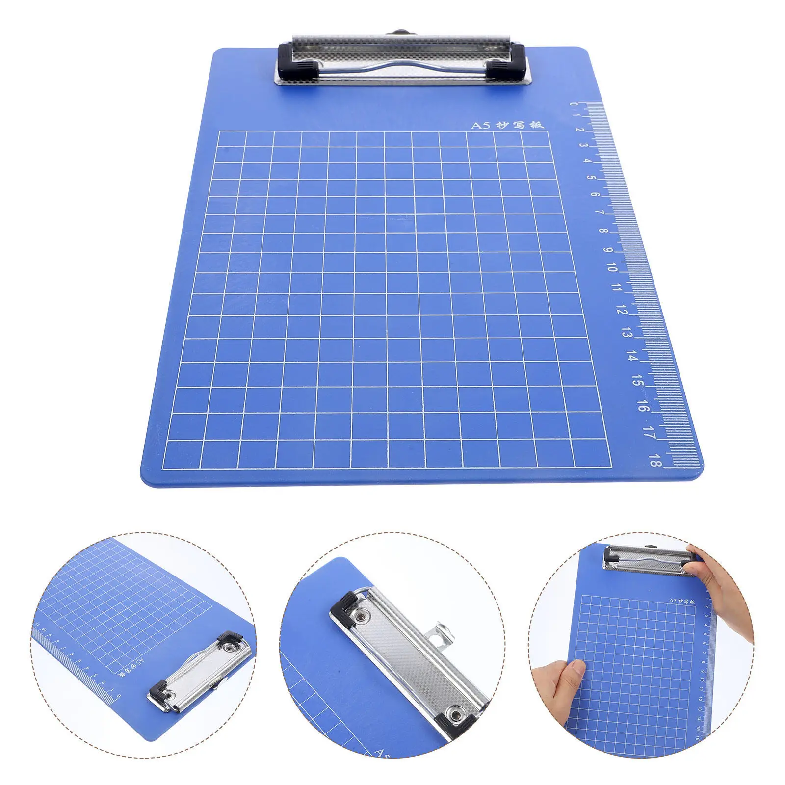 

6Pcs A5 Colorful Plastic Clipboard Lightweight Sturdy Non Deforming Writing Board with Hanging Loop Ruler Edge for Students