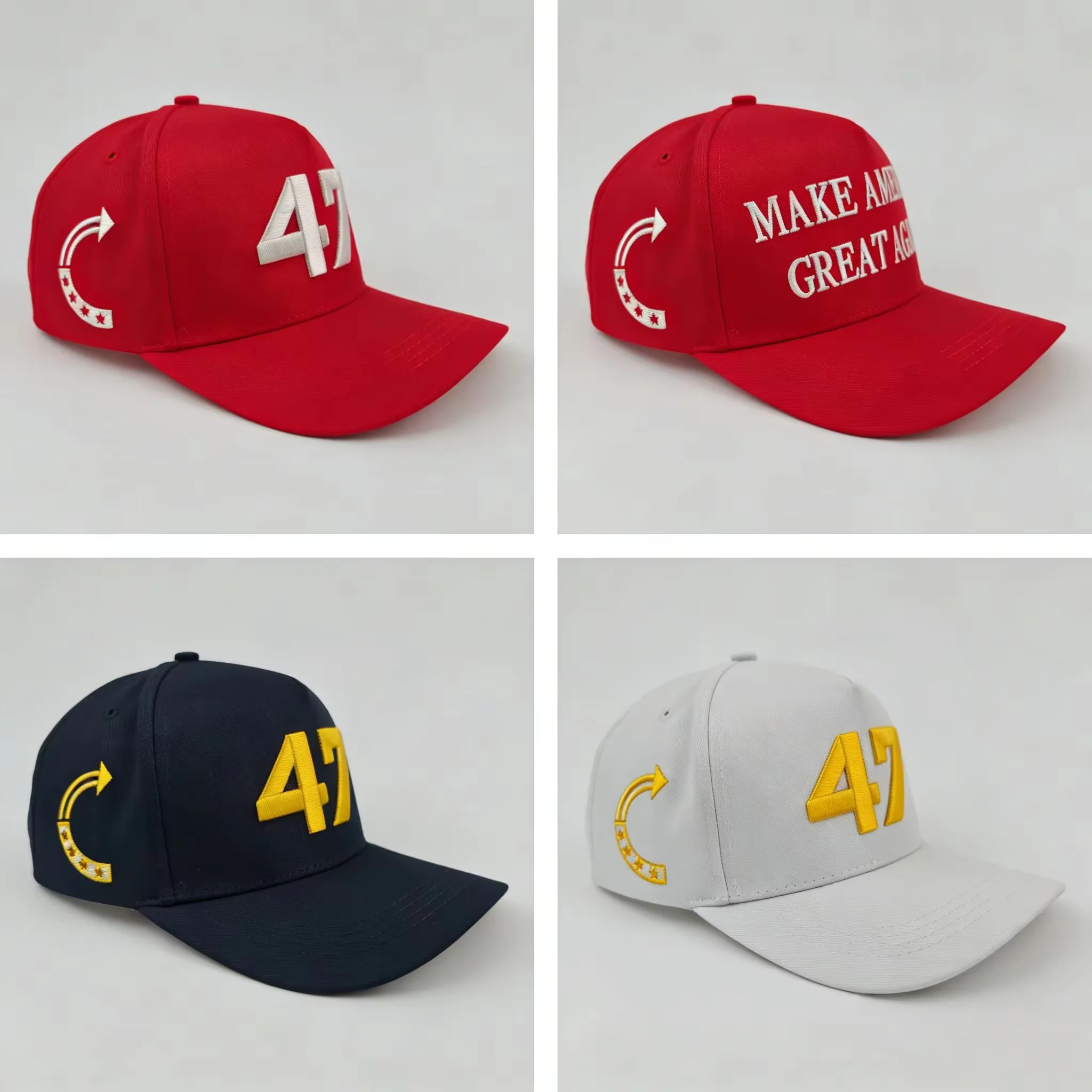 Charlie Kirk Hat Gold Embroidery USA 47 Baseball Cap for Men Women Republican Gift Hats White