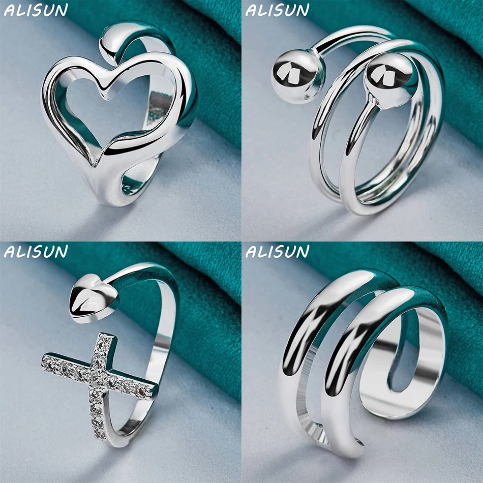 

ALISUN 925 Sterling Silver Opening Geometric Ring For Women Men Fashion Jewelry Charm Grace Noble Wedding Accessories