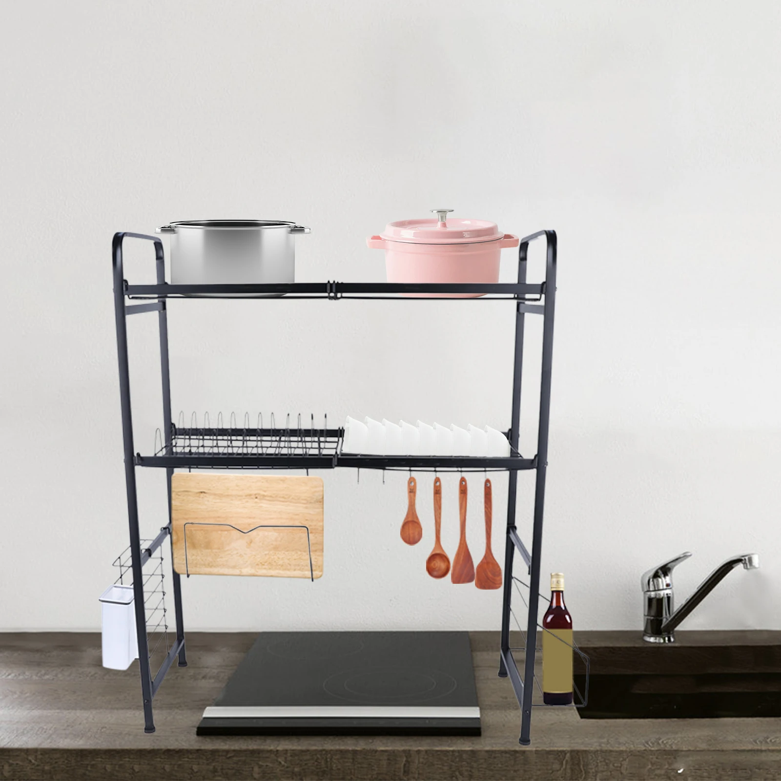 Kitchen Rack, Drying Rack for Kitchen Counter, Double Layer Stainless Steel 65cm Space Saving Large Capacity Organizer for Dish Bowl Utensil view 5