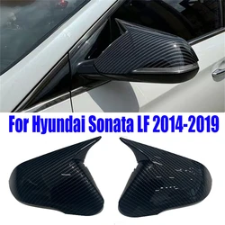 For Hyundai Sonata 2015-2019 OX Horn Car Rearview Side Mirror Cover Wing Cap Exterior Door Rear View Case Trim Sticker Carbon