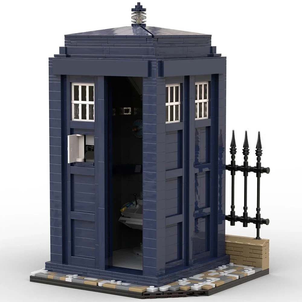 MOC City Street View Telephone Booth Building Blocks Kit Doctor Mysterious Tardis Phone Booth Model DIY Kids Puzzle Toys Gift