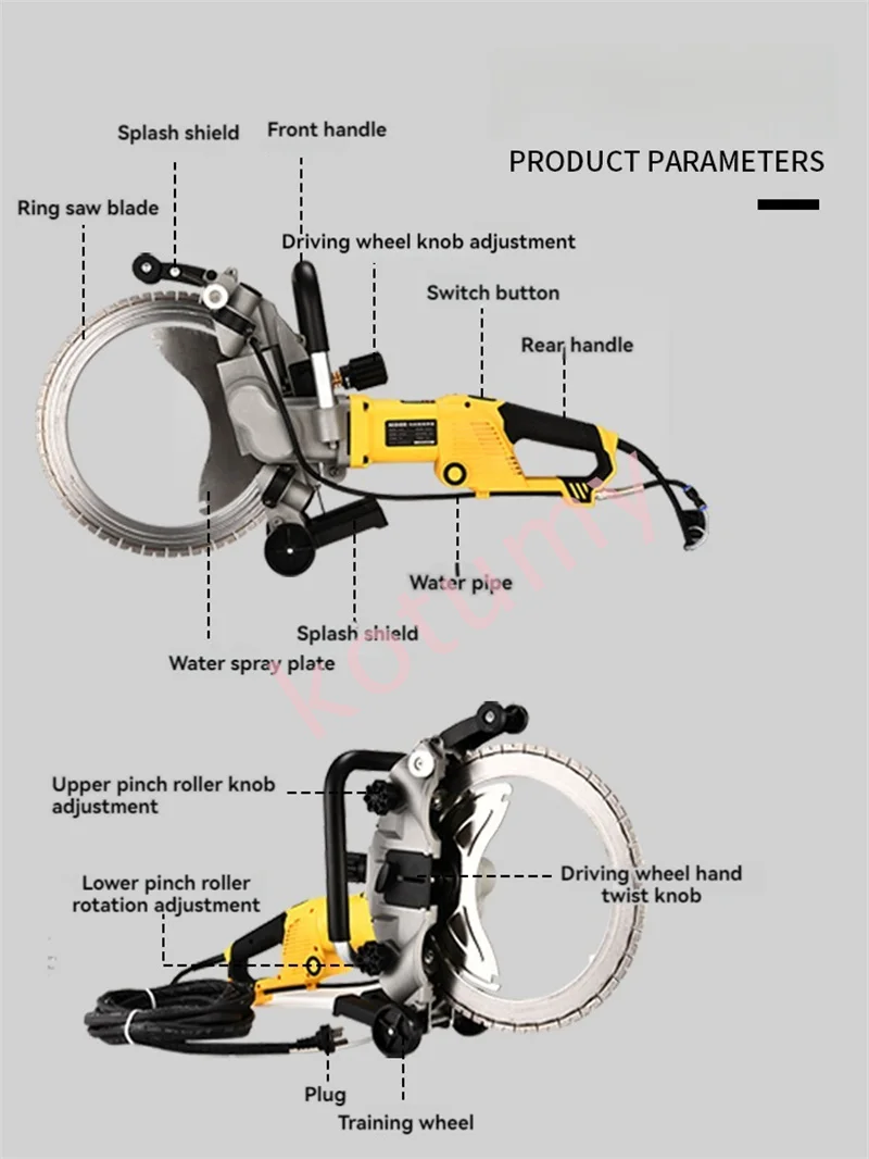 Handheld High Frequency Ring Saw Brushless Wall Cutting Machine For Door And Window Stone Reinforced Iron Concrete