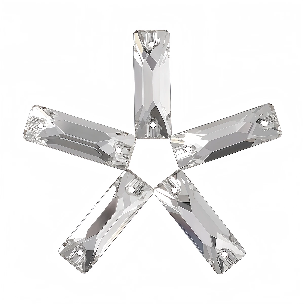 Rechteckiger, kristallklarer Glas-Strass mit 2 Löchern, spiegelnde, flache Rückseite zum Aufnähen, Bastelmaterial für Hochzeitskleidung, Taschen und Kleidungsornamente – Detail 7