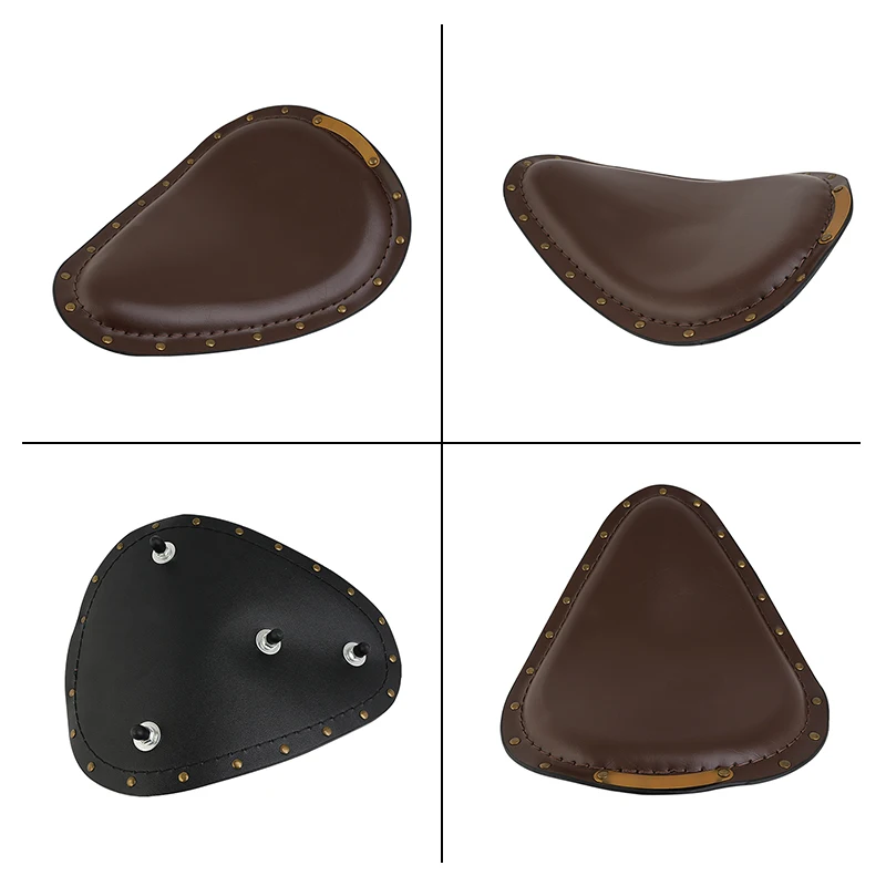 Universal Motorcycle Accessories Brown Retro PU Leather Solo Driver Seat For Harley Bobber Custom Honda Yamaha