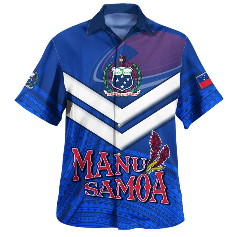 Harajuku Summer 3D Printing Polynesian Samoa Flag Shirts For Men Samoa Coat Of Arms Graphic Shirts & Blouses Fashion Women Shirt