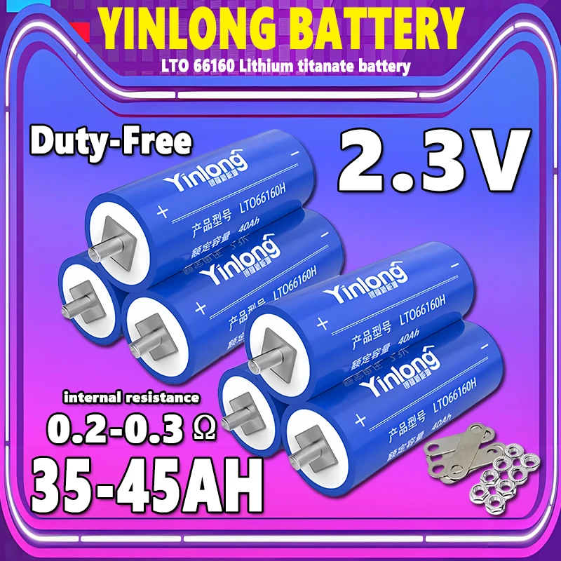 

yinlong 2.3v 35AH 40AH 45ah Lithium titanate lto 66160 Battery 10c DIY 12V 24V 48V Electric Boat Solar Speaker Car Power Battery