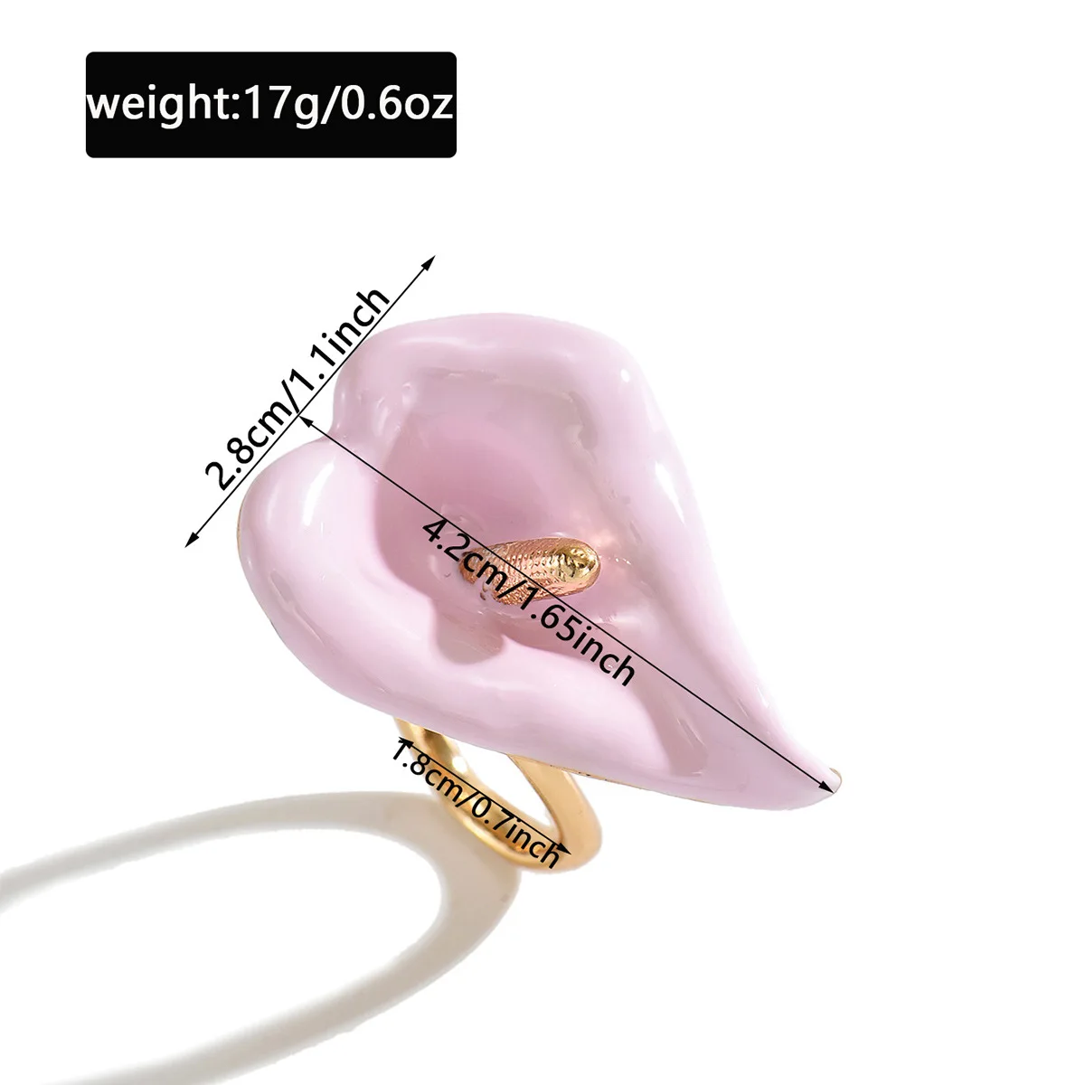 Statement Drip Oil Enamel Calla Lily Adjustable Ring for Women