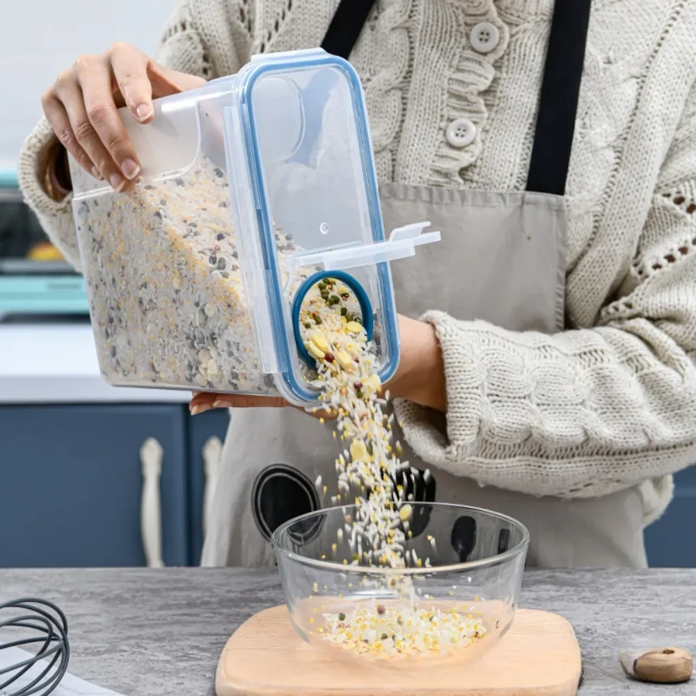 Transparent Plastic Food Storage Tank, Moisture-proof And Insect-proof Bucket, Portable Food Organizer For Oat Nut Cereal