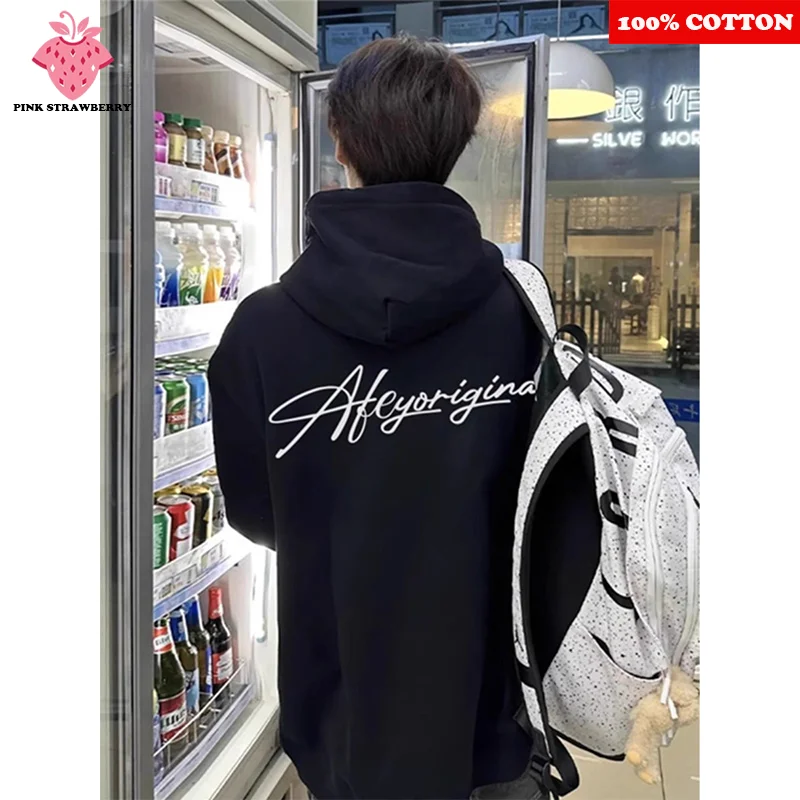 

American Retro Hoodies Men Autumn Winter 2025 New Fashion Loose Casual Letter Print Kangaroo Pouch Y2K Tops Youth Men Sweatshirt
