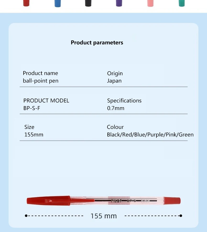 6/12 Stück Japan PILOT Kugelschreiber BP-SF Farbe 0,7 mm Rundkopf Ölstift Klassisch zum Schreiben von Unterschriften Schulbüro-Briefpapier – Detail 10