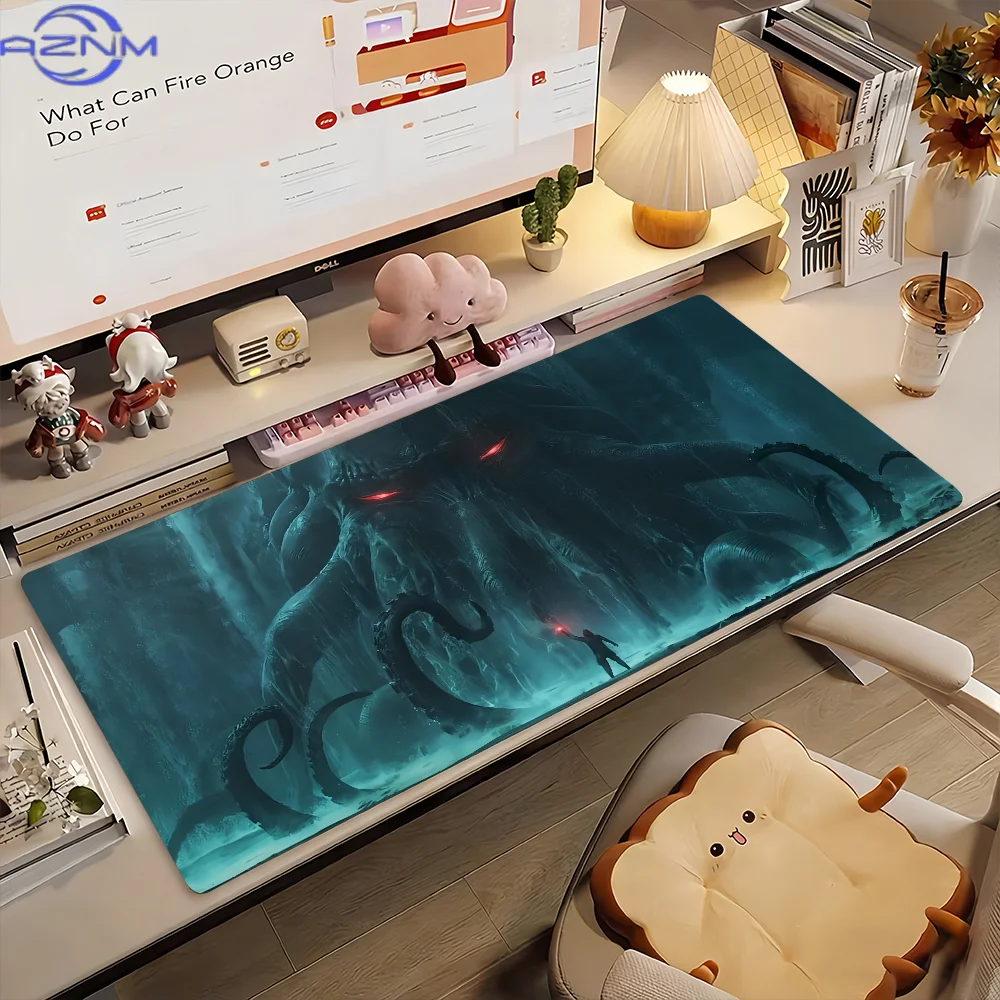 Alfombrilla de ratón Cthulhu antideslizante con borde fijado, alfombrilla de escritorio para PC, accesorios para portátil, alfom