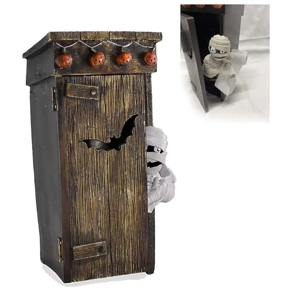 2024 Resin Outhouse Mummy Animated Decor Mummy Toilet Toilet Mummy Ornament Outdoor Ornaments Animated Talking Farting Halloween