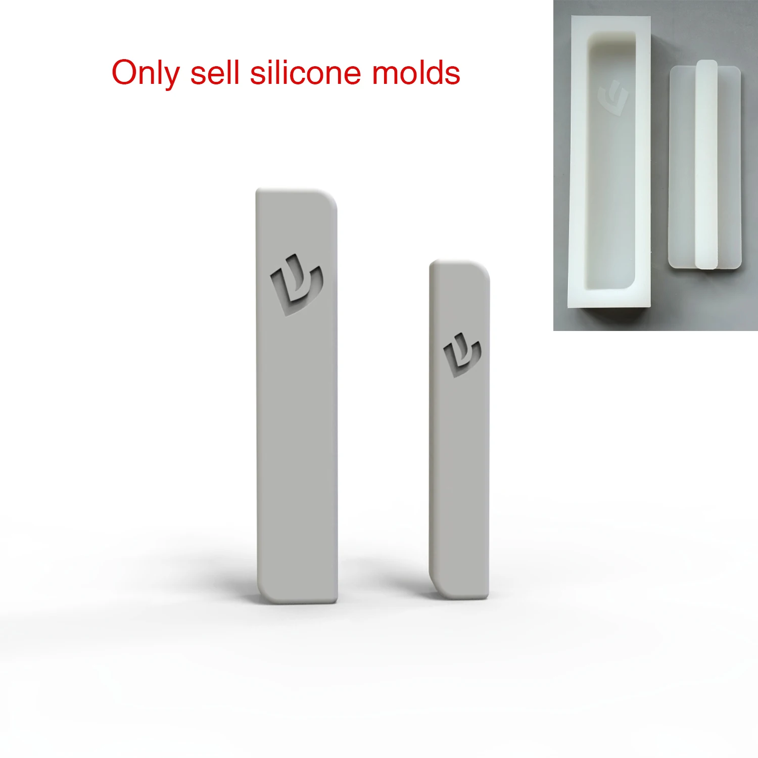 Silicone Mold For Shin Symbol Mezuzah Case, 2‑Size DIY Concrete Gypsum Casting Mould Jewish Home Religious Craft Supplies