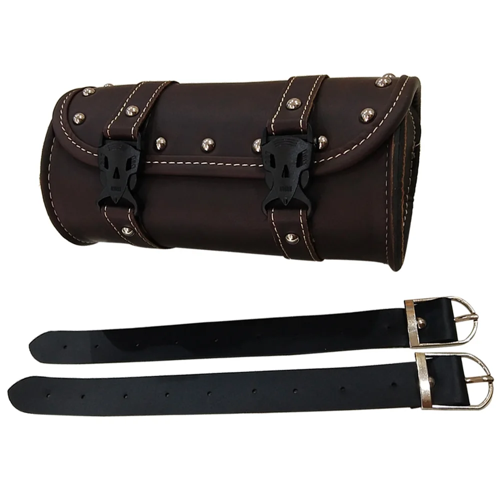 

Universal Motorcycle Saddlebag Pu Waterproof Tool Bag Mounting Straps Large Storage Dark Brown Fits Motorcycles Vehicles