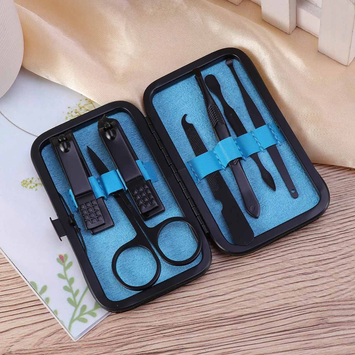 7Pcs Maniküre Pediküre Kit Nagel Pflege Set Carbon Stahl Nagel Pflege Werkzeuge Mehrzweck Langlebig Reise Fall Hand Fuß Pflege
