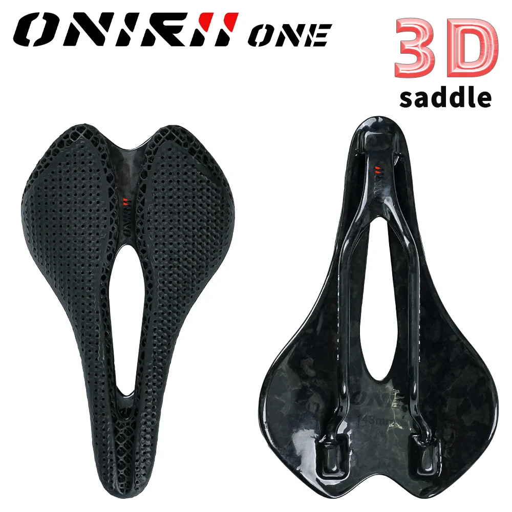 ONIRII Carbon Saddle 3D Printed for MTB Road / Gravel / TT /Folding Bicycle Cushion Shockproof Light Cycling Riding Seat NEW