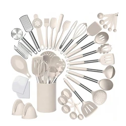 Silicone Kitchen Cooking Utensil Set, 43 pcs Spatula Set with Stainless Steel Handle, Non-stick Heat Resistant - Best Cookware S