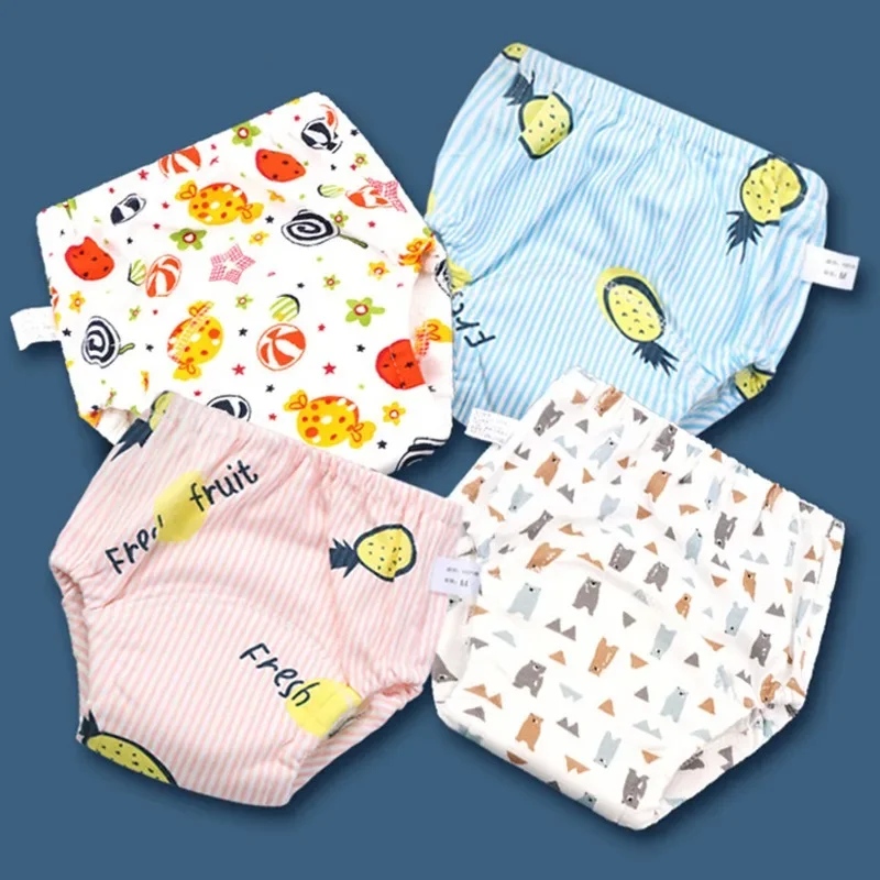 Baby Training Pants Pure Cotton Washable Gauze Diaper Pants Baby Breathable Diaper Underwear Children\'s Diapers Pocket