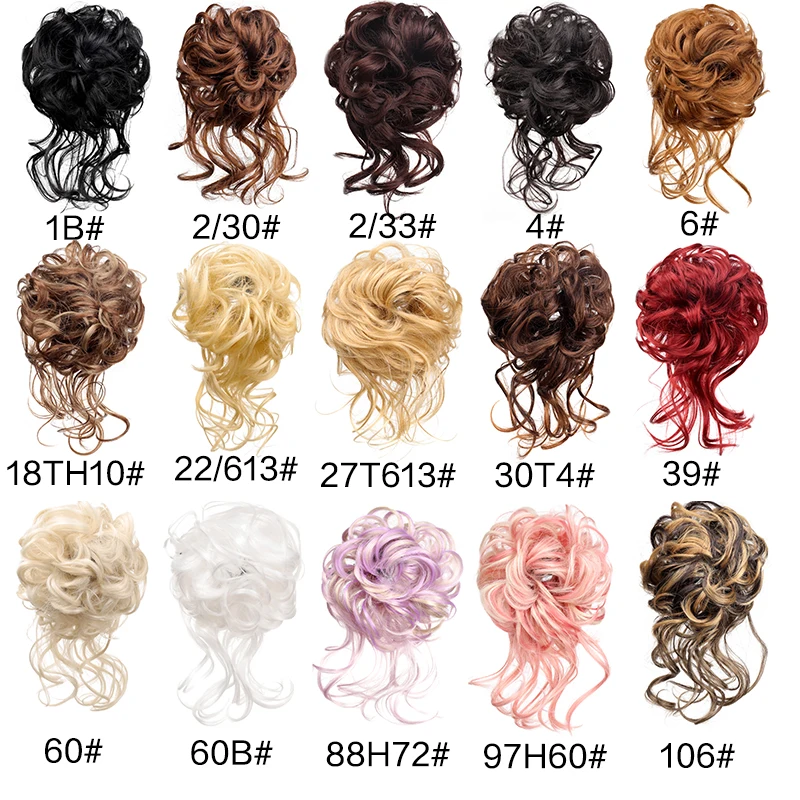 Synthetic Curly Women Donut Chignon With Elastic Band Scrunchies Messy Hair Bun Updo Hairpieces Extensions for