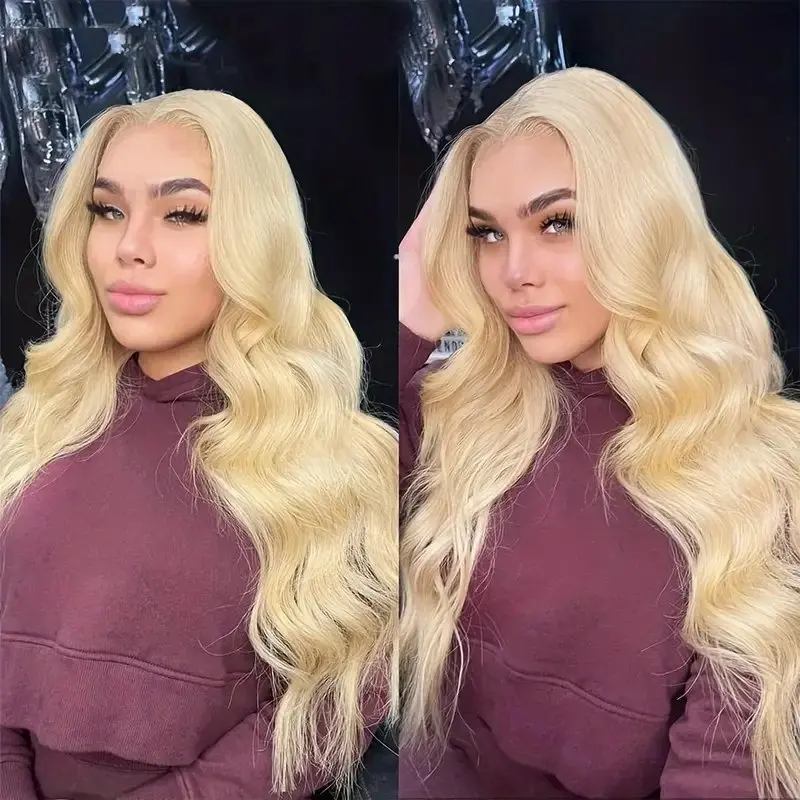 13X6 Frontal 13X4 HD Lace Wigs 613 Blonde 150 Density Human Hair Colored 34 Inches Pre-Plucked Body Waves Glue-Free Wig