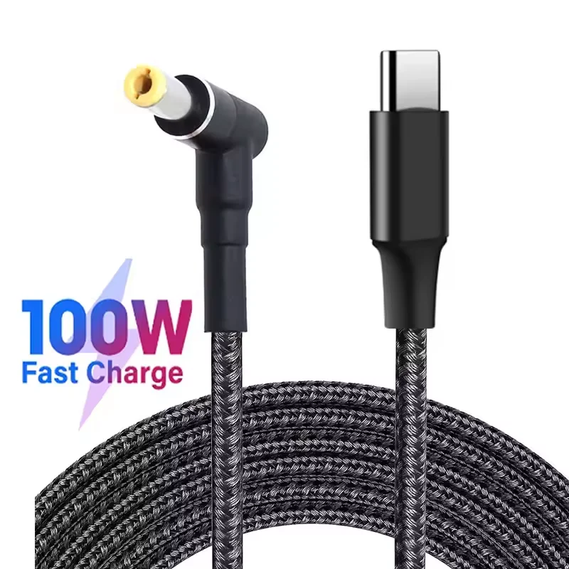 100W Type C to DC Notebooks Charging Cable USB C to DC 5.5x2.1mm Male Converter Cable USB C PD Fast Charging Cord For Laptop
