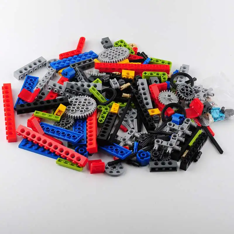 Conjunto técnico moc de 182 peças, rack de engrenagem, peças de haste de empurrar, transportador curvo, tijolos perfurados, eixo da roda, pneu para funções de energia legoeds