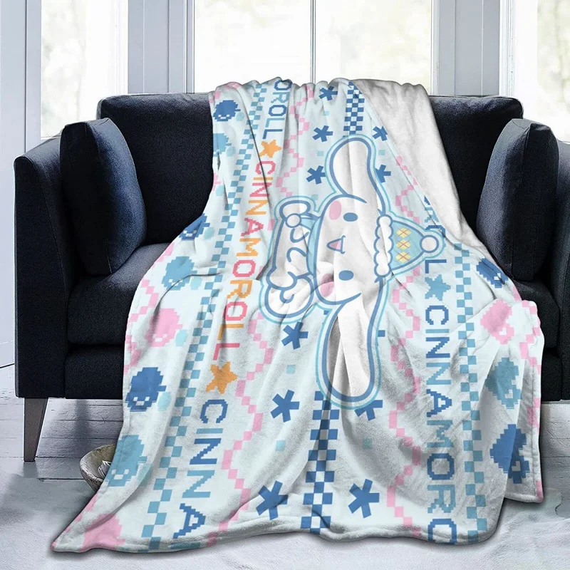 Kuromi Cinnamoroll pluszowy koc miękka flanelowa kołdra zagęszczony koc na drzemkę Cartoon moja melodia Sofa koc dekoracyjny prezent na boże