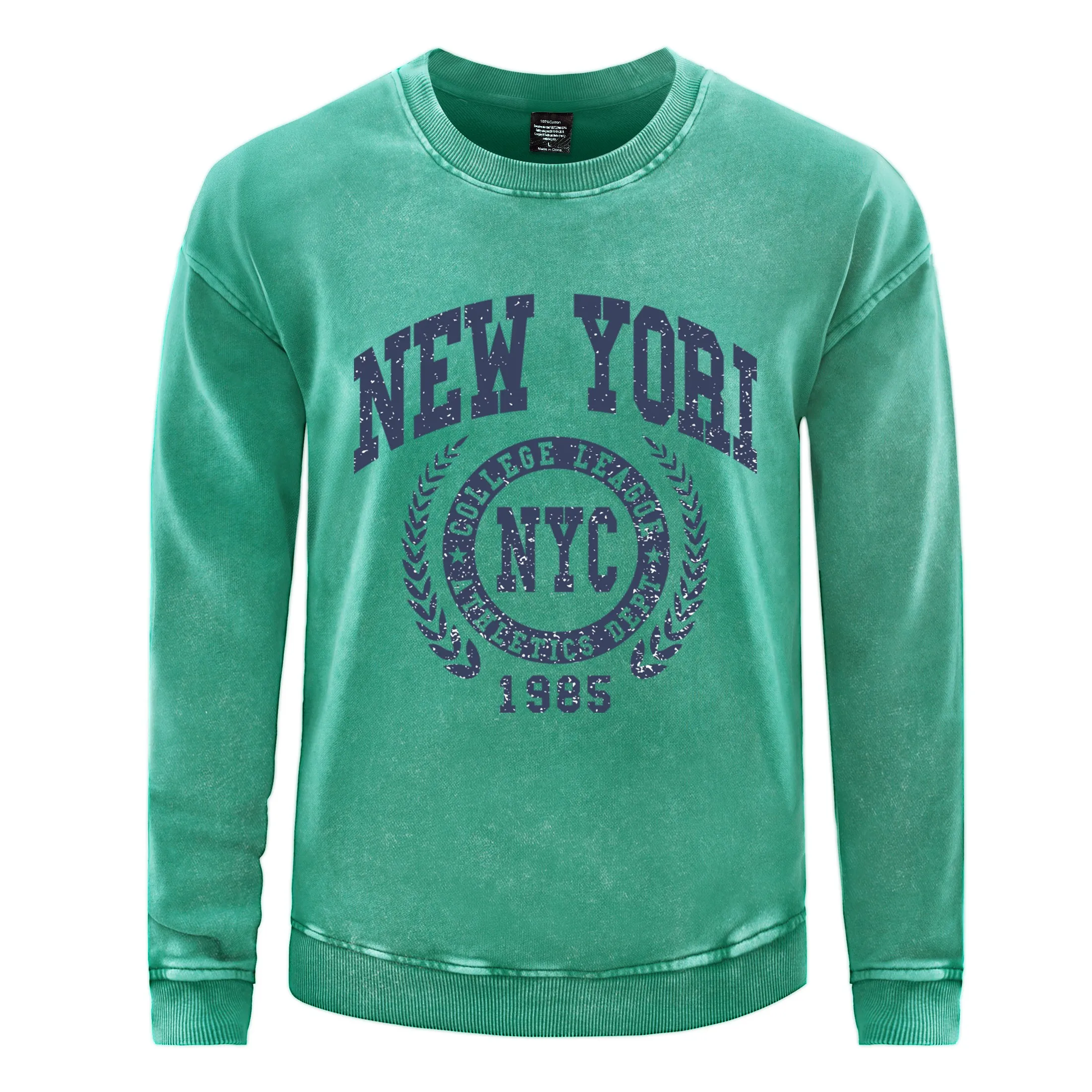 New Yori Nyc 1985 City Graphic Men Washed Cotton Sweatshirt Harajuku Casual Pullover Autumn Warm Clothes Vintage Tops