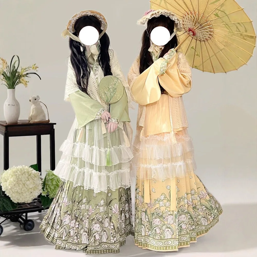 

Original Han Clothing Set Women's 2025 New Sle Ming Dynas Padded Skirt Lolita over Skirt Ensemble