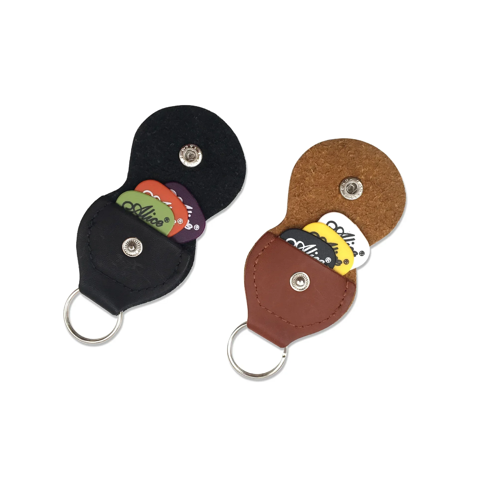 Top Quality Guitar Pick Holder Genuine Leather Guitarra Plectrum Case Bag Keychain Shape Guitar Accessories