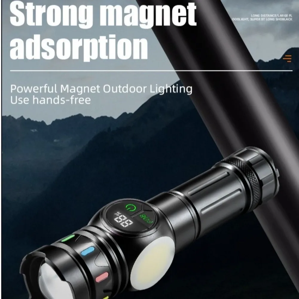 USB قابلة للشحن مصباح ليد جيب الكشاف مقاوم للماء التخييم ضوء التكبير الأضواء المغناطيسي جذب الإضاءة المحمولة #2