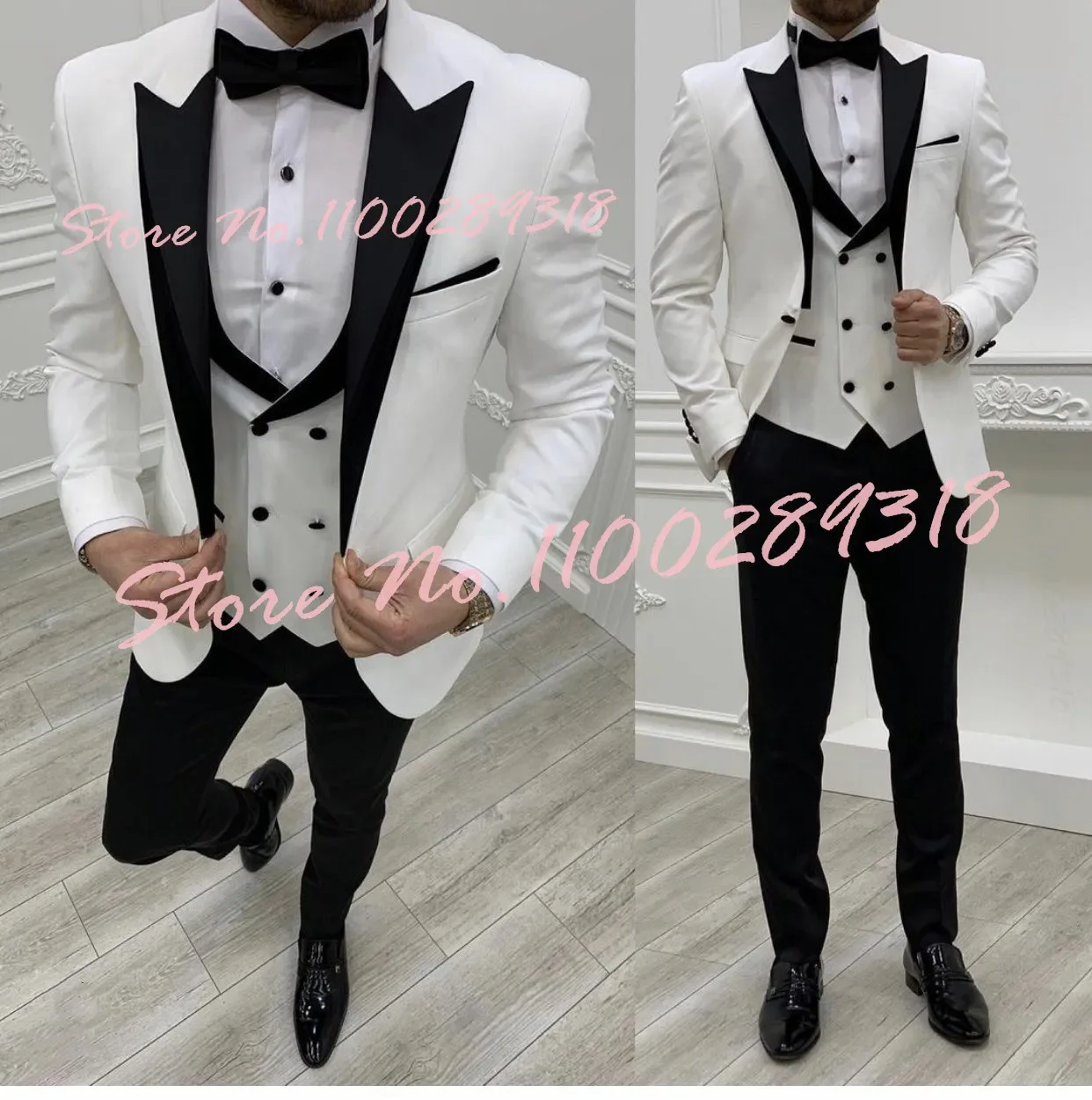 2024 Khaki Blazer Vest With Black Pants Wedding Suits For Men Groom Wear Tuxedo Business Formal Causal Suit Terno Masculino 3PCS