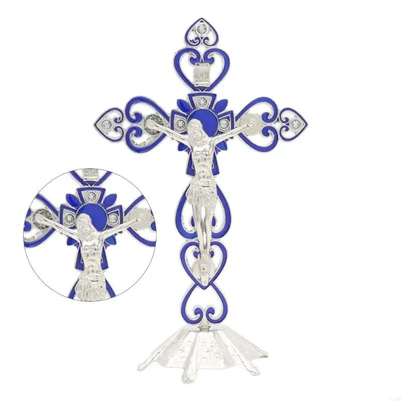 F19B Standing Crucifix Figurines Christian On Statues Tabletop Alloy Sculpture for Offices Home Ornament Gift