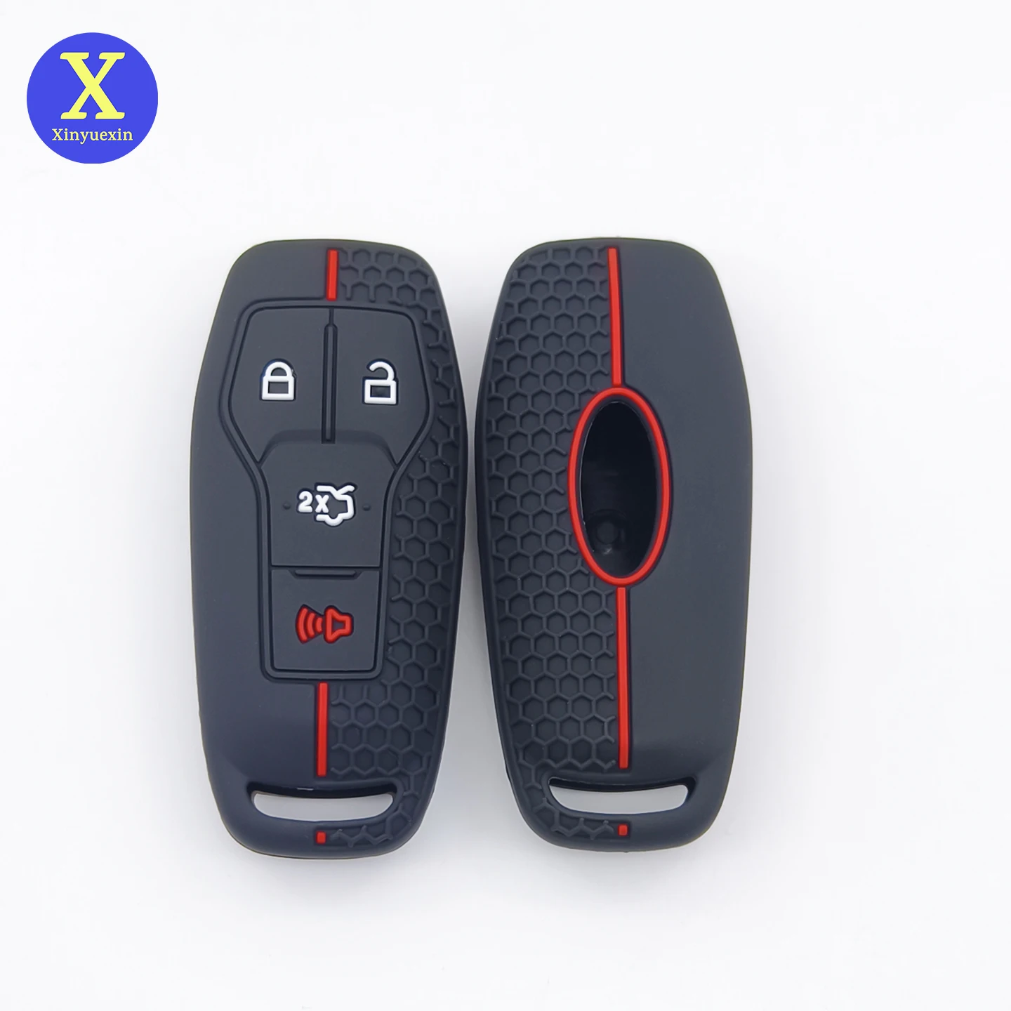 Xinyuexin Silicone Smart Remote Key Case Shell Fob for Ford Mustang 2015 2016 2017 4 Button Key Holder Protection 2 Pcs/lot