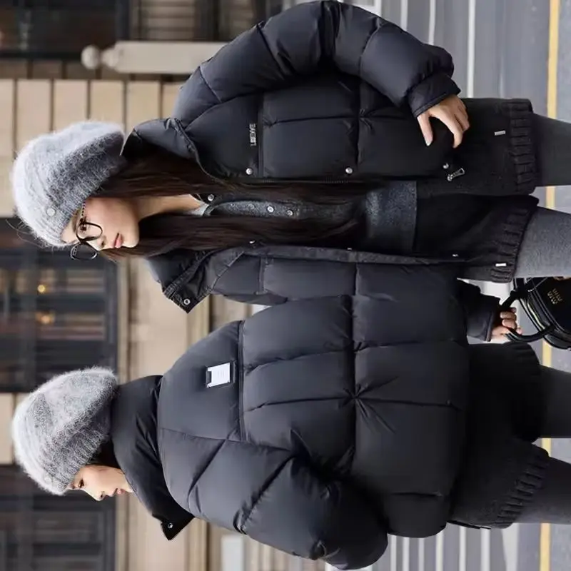 Nueva chaqueta de invierno Parkas para mujer, Chaqueta corta acolchada de algodón gruesa y cálida, prendas de vestir exteriores para mujer, abrigo holgado de manga larga para pan, abrigo