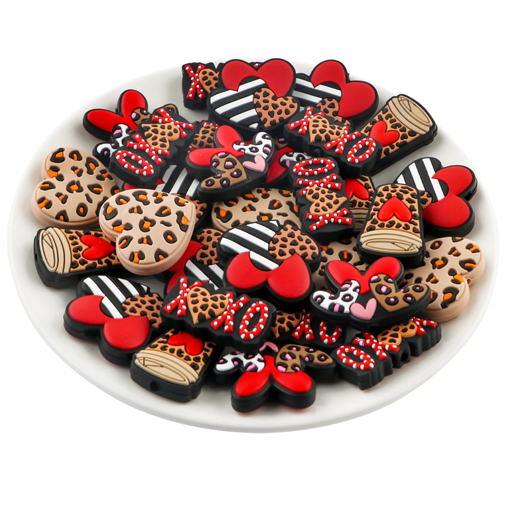 Sunrony 5 Stücke Neue Liebe Leopard Silikon Fokal Perlen Für Schmuck Machen DIY Schlüsselbund Halskette Armband Handarbeit Zubehör