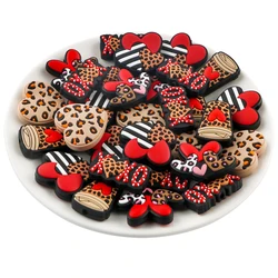 Sunrony 5Pcs New Love Leopard Silicone Focal Beads For Jewelry Making DIY Keychain Necklace Bracelet Handwork Accessories