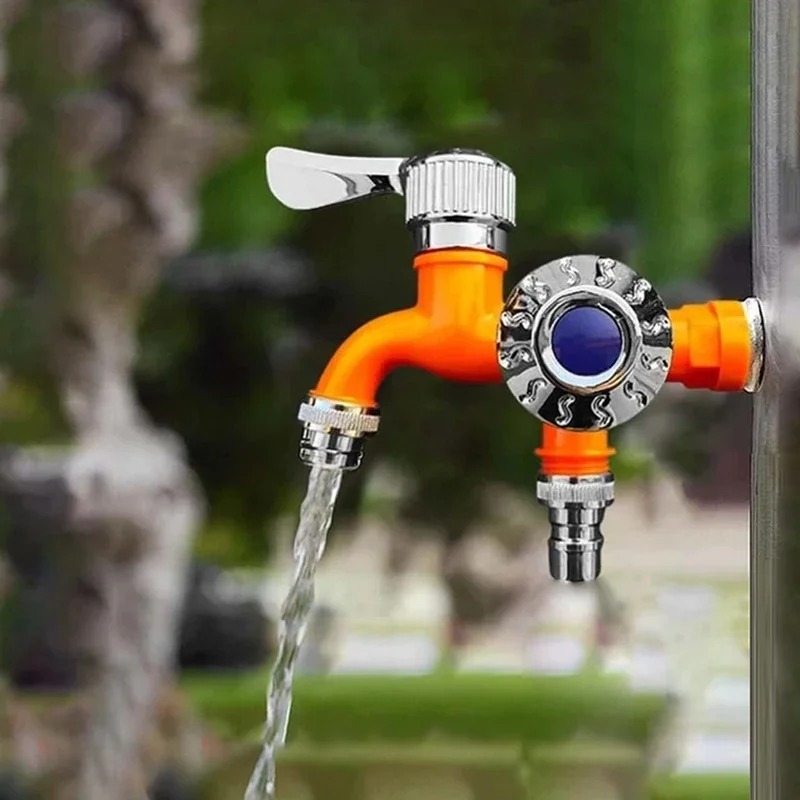 Dual-Head Washer Faucet With One Inlet And Two Outlets Sturdy Antifreeze Faucet Splitter Easy Installation Garden Hose Splitter