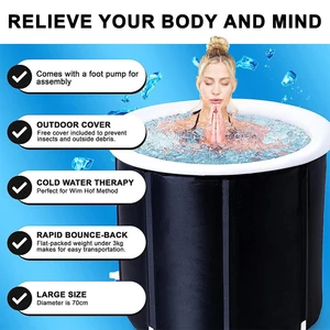 Portable ice tub for athletes, cold water therapy, folding bathtub, white, black cover, random 11 Main Sales Ice Bathtub for Athletes - №7