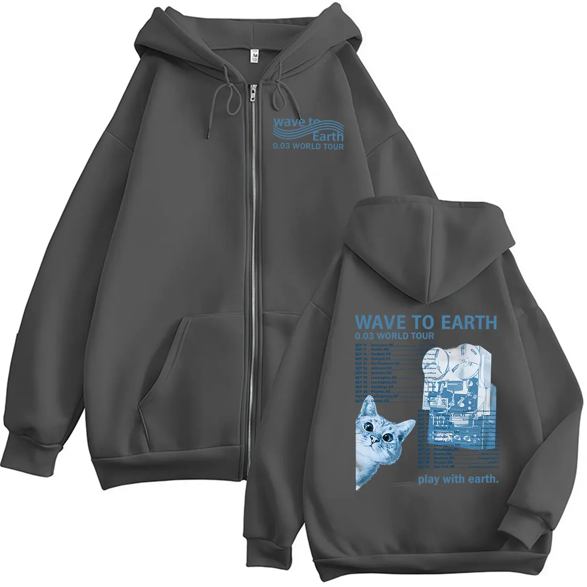 Wave To Earth Cat 0.03 World Tour 2026 Reißverschluss-Hoodie für Herren und Damen, Kpop-Mode, langärmelig, übergroße Jacke, Sweatshirt, Streetwear – Detail 5